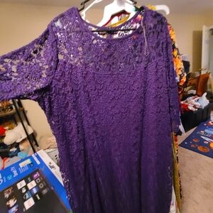 Belk Purple Lace Long Sleeve Dress